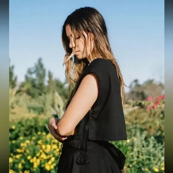 NWT Free People Sundown Skirt Set Midi Skirt and Crop Top Black - Picture 2 of 3